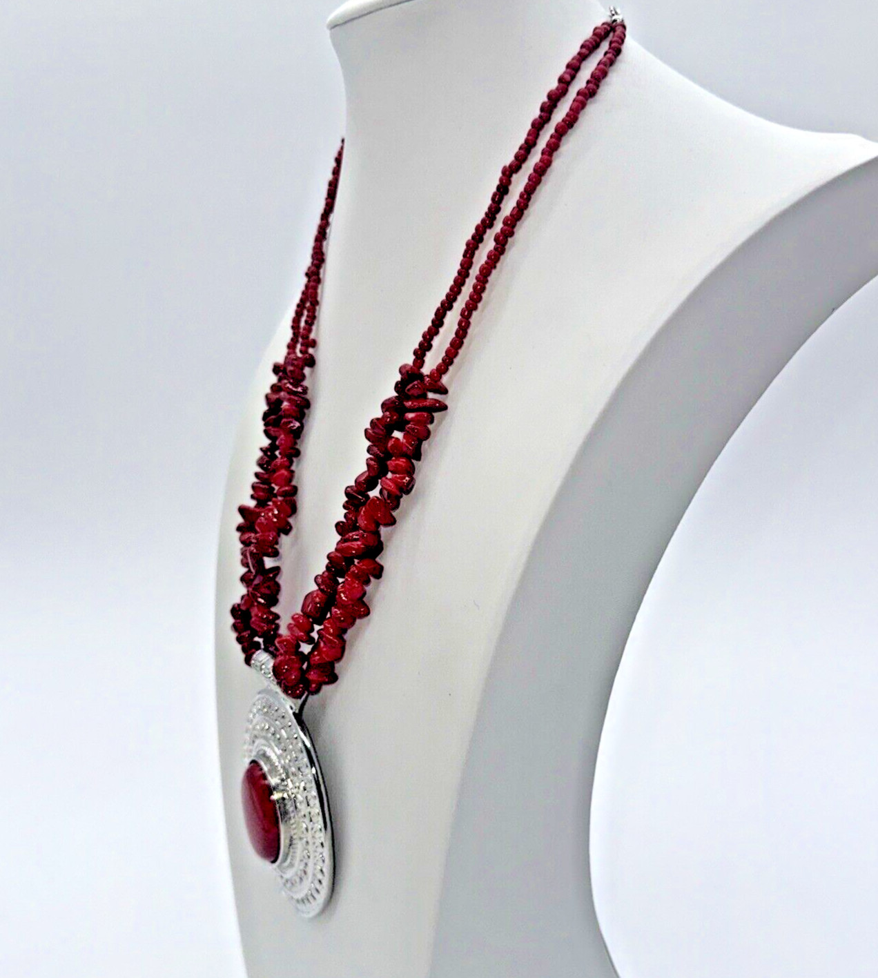 Dramatic 19" Double Strand Red Beaded Statement N… - image 6