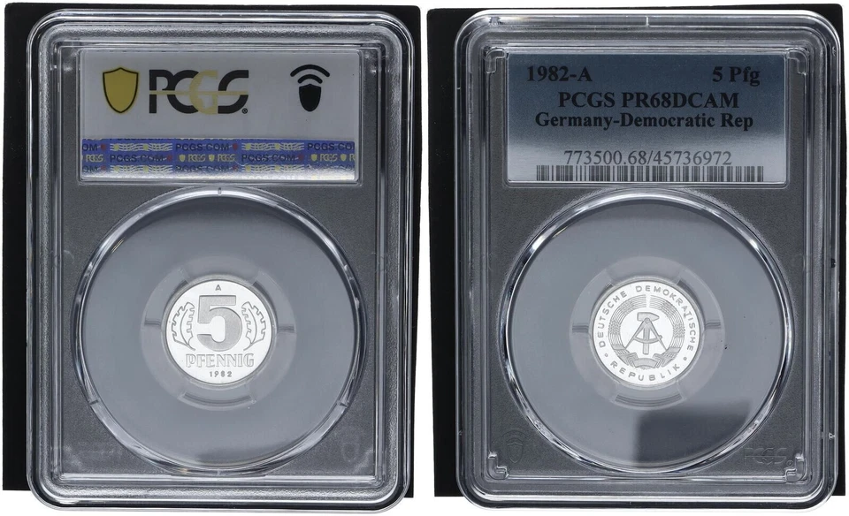 5 Pfennig  1982-A DDR PCGS PR68DCAM Polierte Platte   113602 - Bild 1 von 1