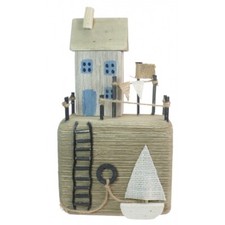 Wooden harbour cottage coastal art ornament Driftwood cottage house
