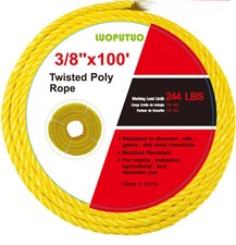 3/8 INCH 100 FT Yellow Poly Twisted Rope-Corr...