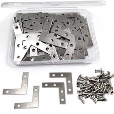 50 PCS 1.5x1.5 Inch L Shape Corner Braces Steel Furniture Shelf Support