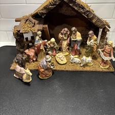 Holiday Time 13 Piece Porcelain Nativity Set in box Larger Size EUC Read 