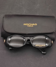 Rochas Paris 90s Retro Luxury Oval Black Sunglasses France