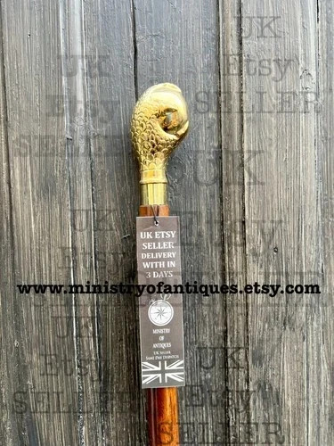 BASTONE DA PASSEGGIO in legno stile vintage antico derby designer