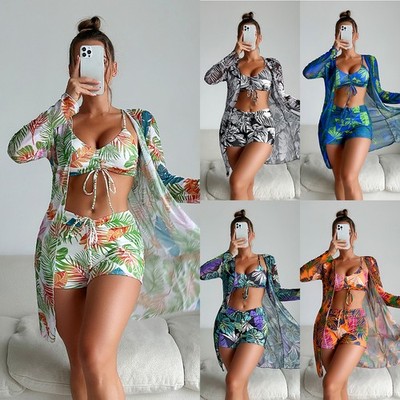 Dreiteilig Badeanzug Damen Tie-Dye Druck 3-Teiliger Bikini Set