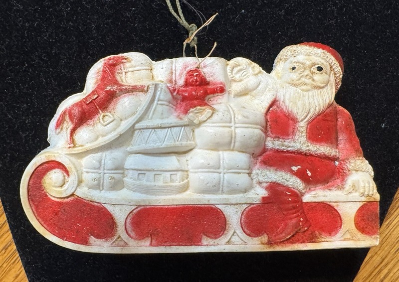 Santa On Sleigh Christmas Decoration Plastic Figure Rocking Horse Vintage Irwin