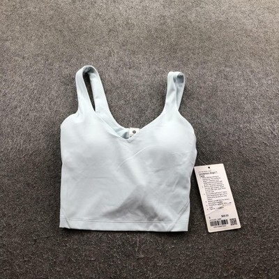 Lululemon Tank Top Womens 0 Blue Align Cropped V Neck Built In Bra Yoga Athletic