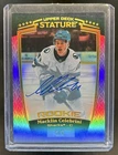 2024-25 Upper Deck Stature Macklin Celebrini Auto Purple Rookie RC #/5 Sharks