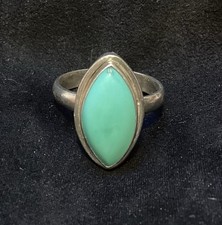 Vintage Sterling Silver Ring With A Marquise Cut Turquoise Gemstone Size 6.25