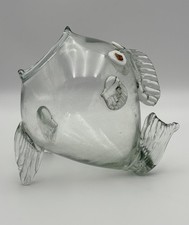 Vintage Hand-Blown Art Glass Figural Fish Bowl, Vase, Terrarium, MCM Mexico