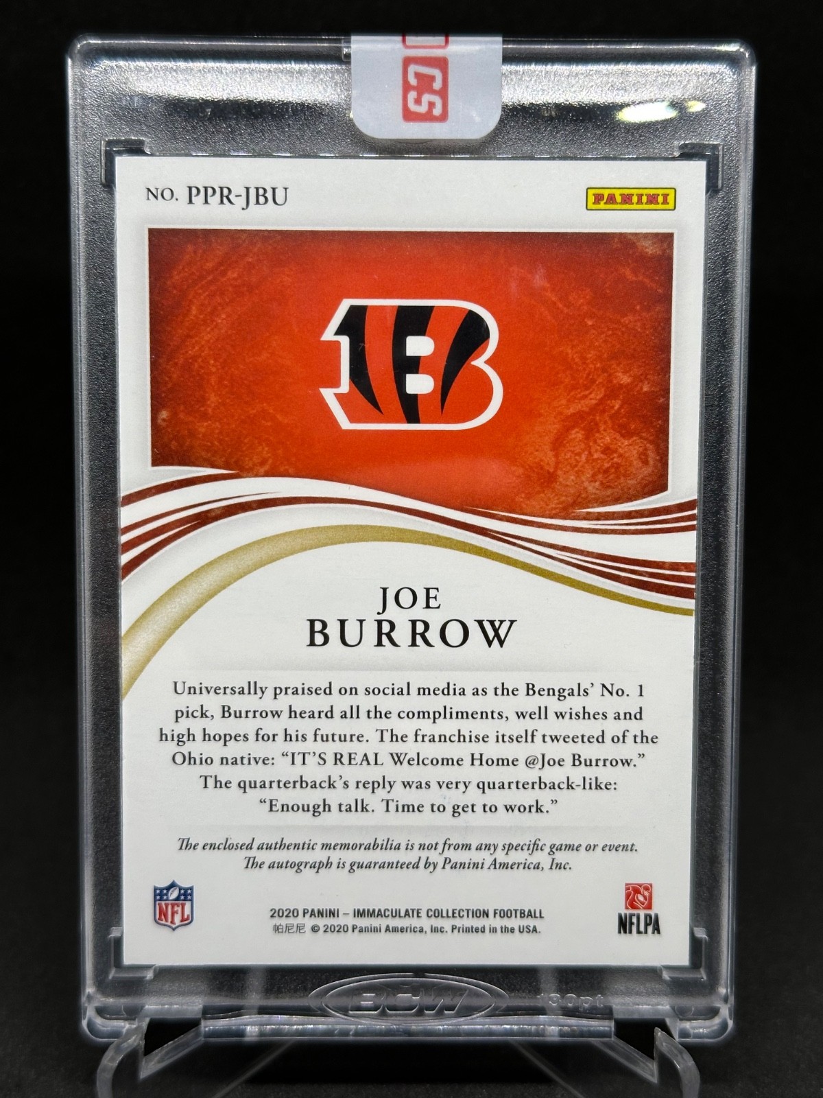 2020 Panini Immaculate #PPR-JBU Joe Burrow /49 RPA Rookie Auto Bengals  view 5