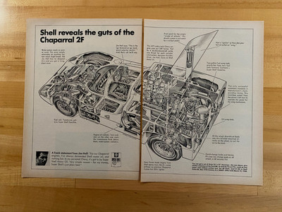 1967 Print Ad Shell Chaparral 2F Race Car Diagram