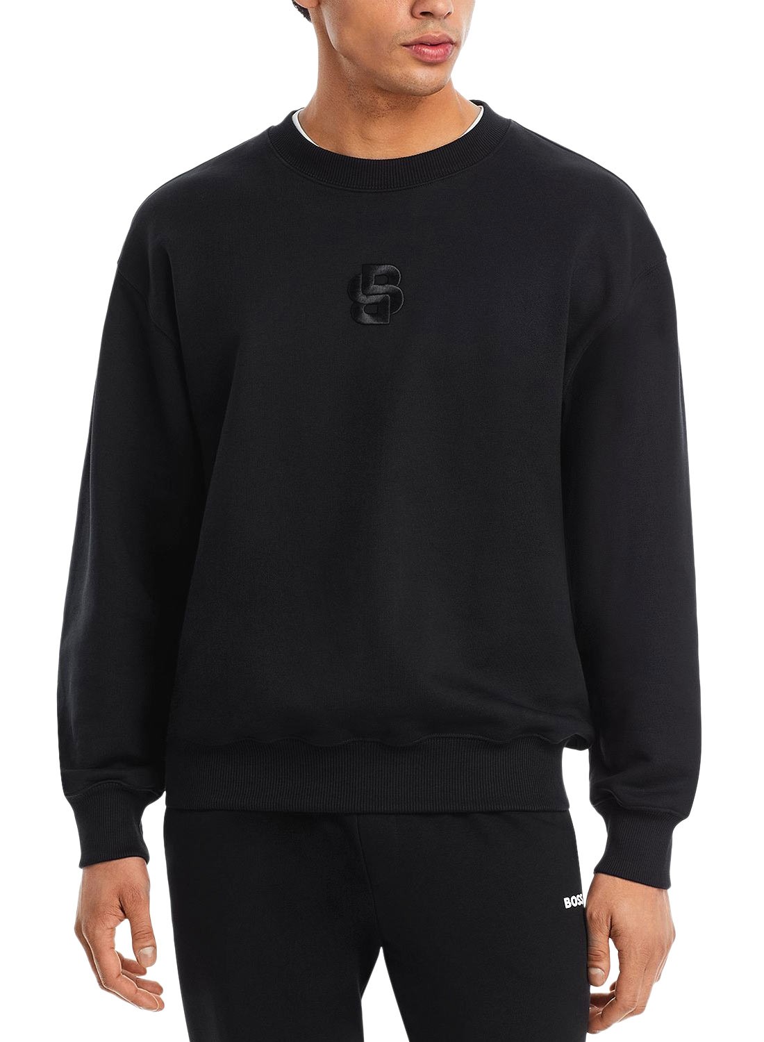 Мужская толстовка Boss Soleri из французского махрового трикотажа с круглым вырезом большого размера черная - NWT 228 20190₽