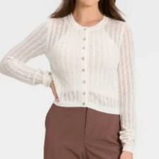 NWT A New Day Cream Pointelle Cardigan Size Small