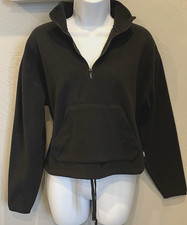 Victoria's Secret Sweatshirt Womens XS Black Crop 1/2 Zip High Neck Pullover