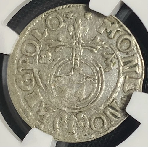 POLAND 1623 King Sigismund III, Silver 3p 3 Polker Coin 1587-1632 AD, NGC AU