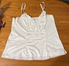 Vintage Melody Size Medium White Lace Accent Satin Camisole Lingerie Tank Top