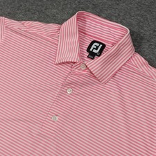 FootJoy Polo Shirt Mens Large Pink White Striped Golf The Classics Performance