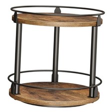 Lazy Susan Organizer, Rotating 10.2"L x 10.2"W x 11"H Rustic Brown  Black