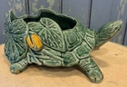 Vtg McCoy Green Turtle Tortoise Lily Pad Ceramic Flower Planter Pot