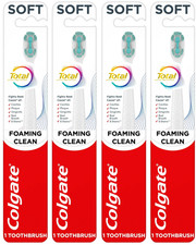 4 Colgate Foaming Clean Toothbrush, Soft Bristle, Assorted Colors