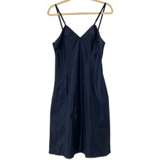 Vintage Slip Dress Womens M Blue Satin Lace Trim Dark Feminine Fairy Whimsigoth