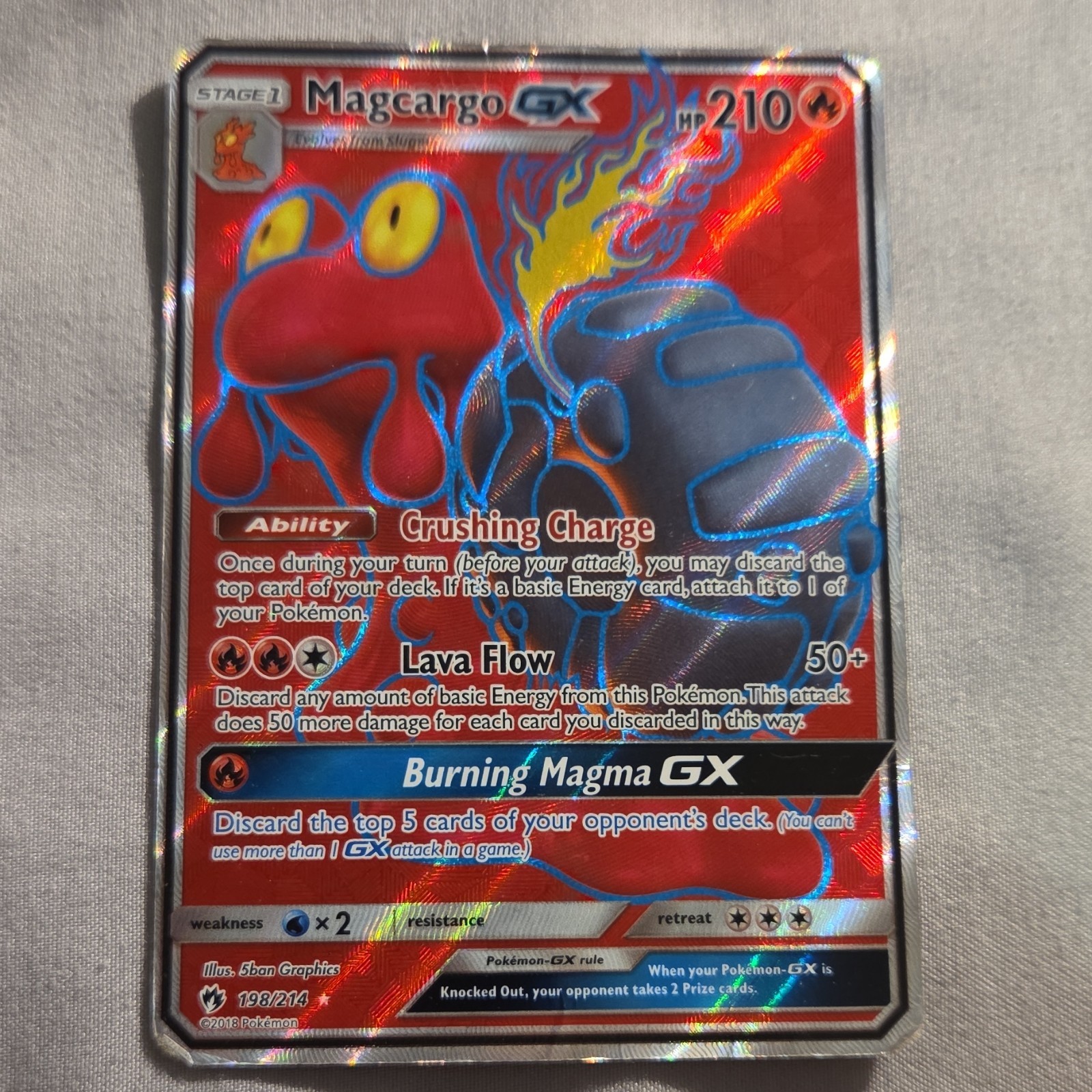 Pokémon Magcargo GX 198/214 SM Lost Thunder Full Art Ultra Rare Holo 210 HP