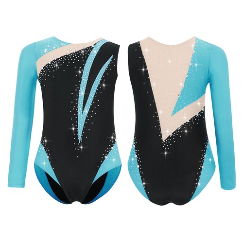 US ~ Kinder Mädchen glänzend Strass Tank Tanz Unitard Gymnastik Turnanzug Ballett  - Bild 79 von 95