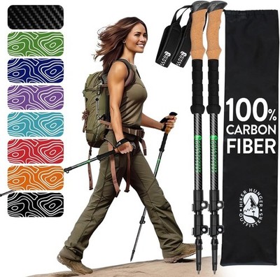 Carbon Fiber Trekking Poles Lightweight Collapsible Hiking Poles with Grips