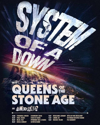 System Of A Down UK And Europe 2026 Stadium Tour Poster