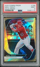 2020 PANINI PRIZM #196 MIKE TROUT GOLD REFRACTOR ANGELS RARE SSP #02/10 PSA 9!