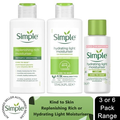 Simple Kind to Skin Hydrating Moisturiser Light or Rich 50ml/125ml, 3er oder 6er Pack