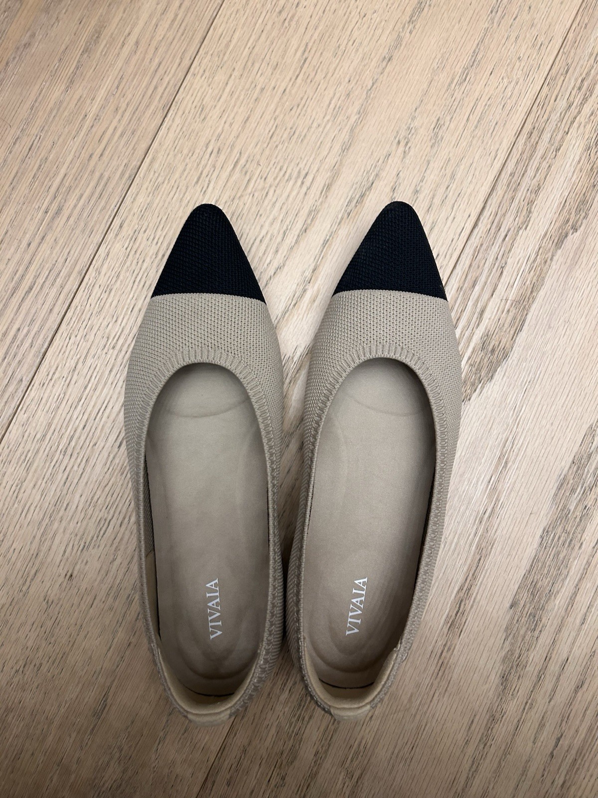 Vivaia Pointed-Toe Ballet Flats Aria In Almond And Black Size EU 37.5 UK 4-4.5