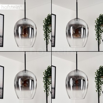 HOFSTEIN Usigliano Hängelampe Wohnzimmer Metall/Glas in Schwarz/Rauchfarben/Klar