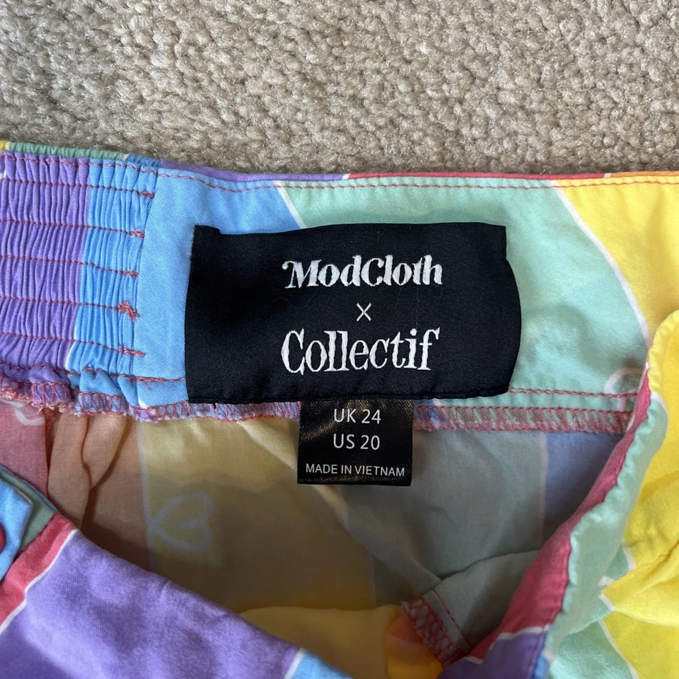 Modcloth x Collectif Rainbow Skirt Womens 20 Heart Swing Pockets Maximalist - Image 2 of 4
