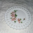 Vintage Milkglass Floral Plate 7” Lace Edge