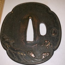 Tsuba Vintage Japanese Soft Metal Tsuba Edo Era Antique Estate