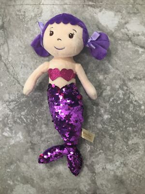 Dandee Mermaid Purple Plush Doll w Sequin Tail Trendy Sparkle Sea Girl 14  Clean