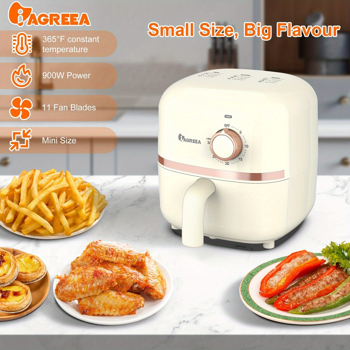 Financially Smart MORE TASTE Mini Air Fryer 2.7QT/3L Small Size Compact