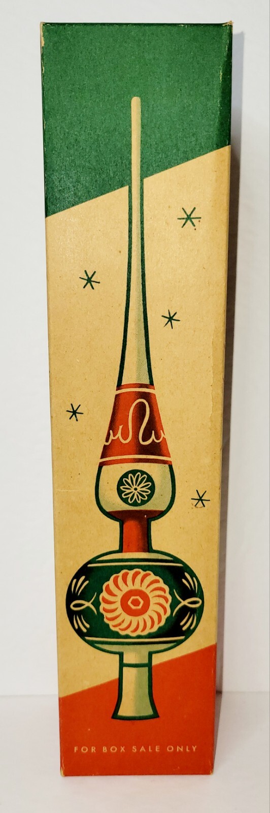 Vintage SHINY BRITE Glass Tree Topper Clear, Blue & Silver Indent N