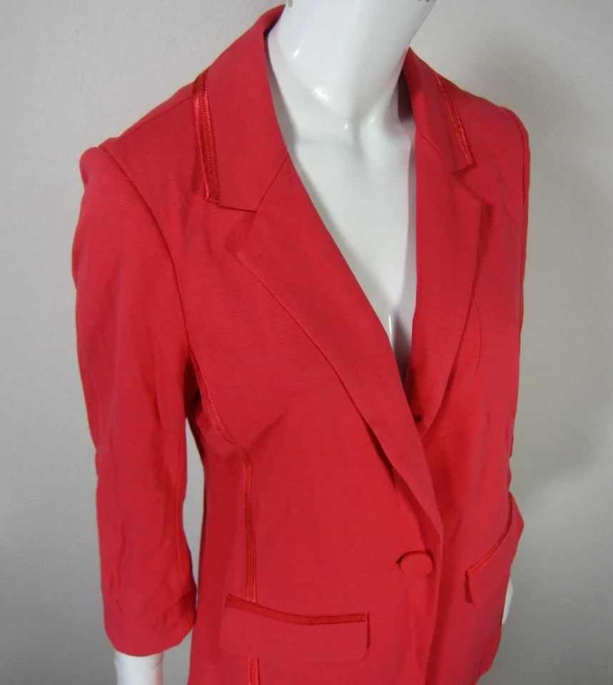 ORIGINAL KNITWEAR BY YOANA BARASCHI 3/4 SLEEVE  BLAZER L LARGE SOLID PINK  - Image 4 of 4
