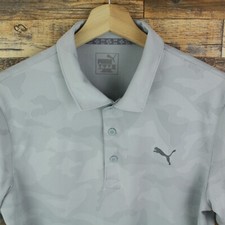Puma Polo Shirt Size M Camouflage Golf Casual Short Sleeve gray