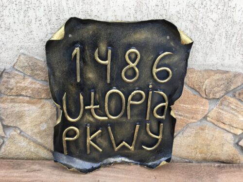 Hand Forged Address Number Sigh House Sign House Plaque Rustic - Picture 1 of 5
