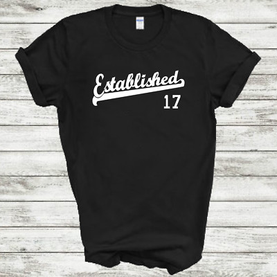 Established 17 Birthday Anniversary Script Tail 2017 Tee Shirt All Size & Color