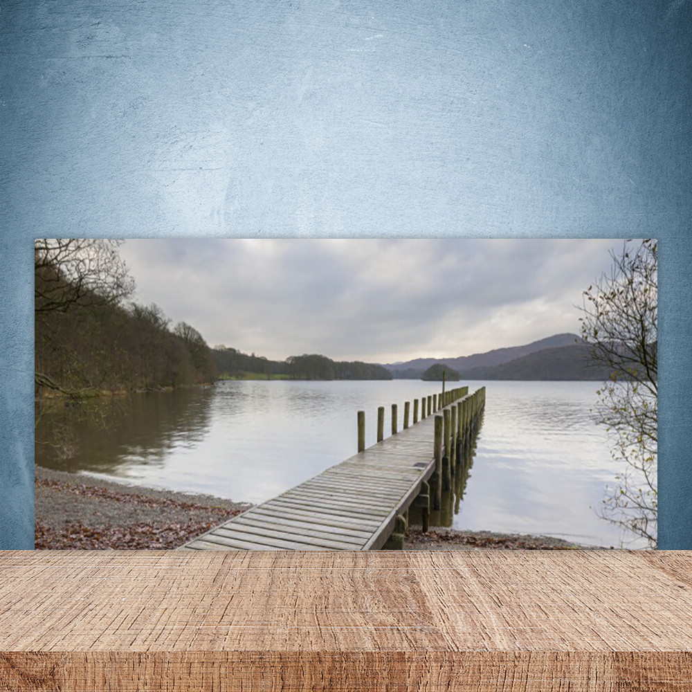 Crédence de cuisine en verre 100x50 cm motif Pont et Lac pour protection murale