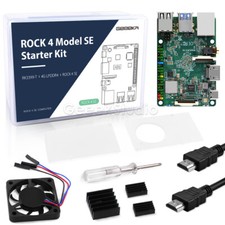 ROCK Pi 4 Model SE Starter Kit with Case Fan Heat Sink HDMI Cable