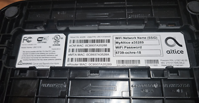 Altice Optimum Wi-Fi Model: UBC1319 UBC1319AA00 DOCSIS 3.1 Modem
