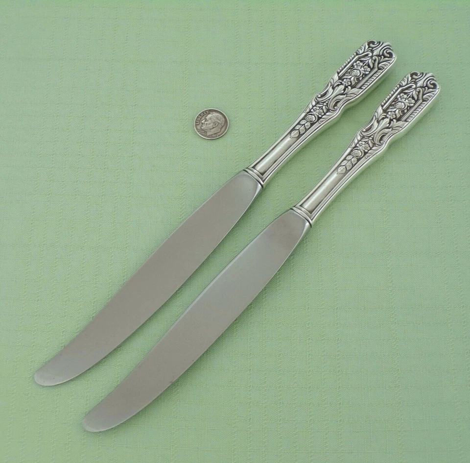 Par de cuchillos WESTMORLAND de plata esterlina MILBURN ROSE cena MODERNOS 9 5/8" Foto 3 de 4