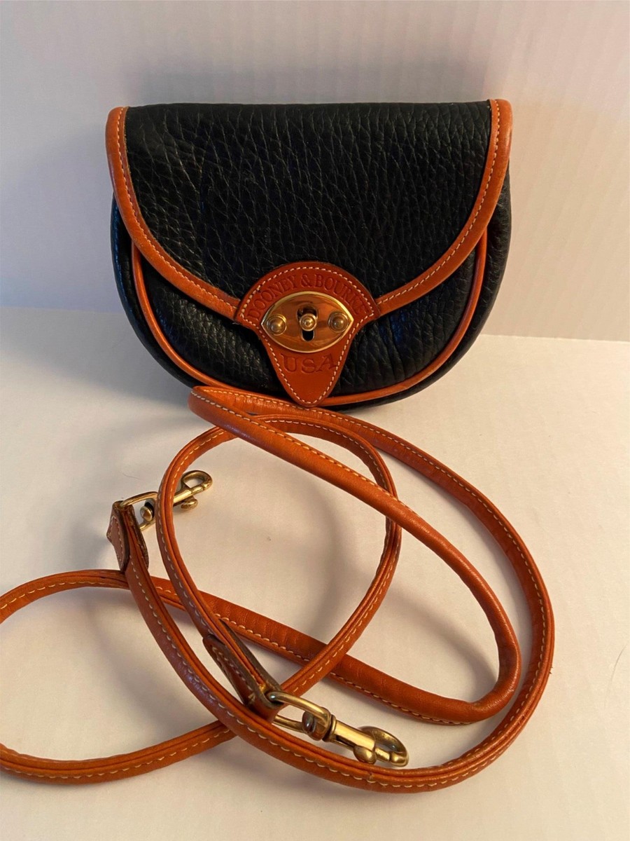 DOONEY BOURKE Vintage Black Tan Crossbody USA Waist Convertible Belt  Bag EUC