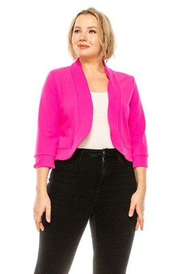 Moa Collection Plus size, solid, waist length blazer cardigan